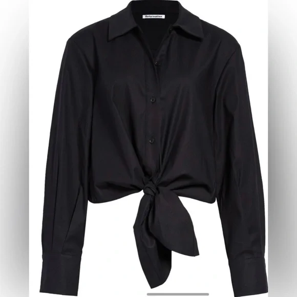 Reformation Hansen Tie Front Button-Up Women’s Shirt Size M. - Picture 6 of 11